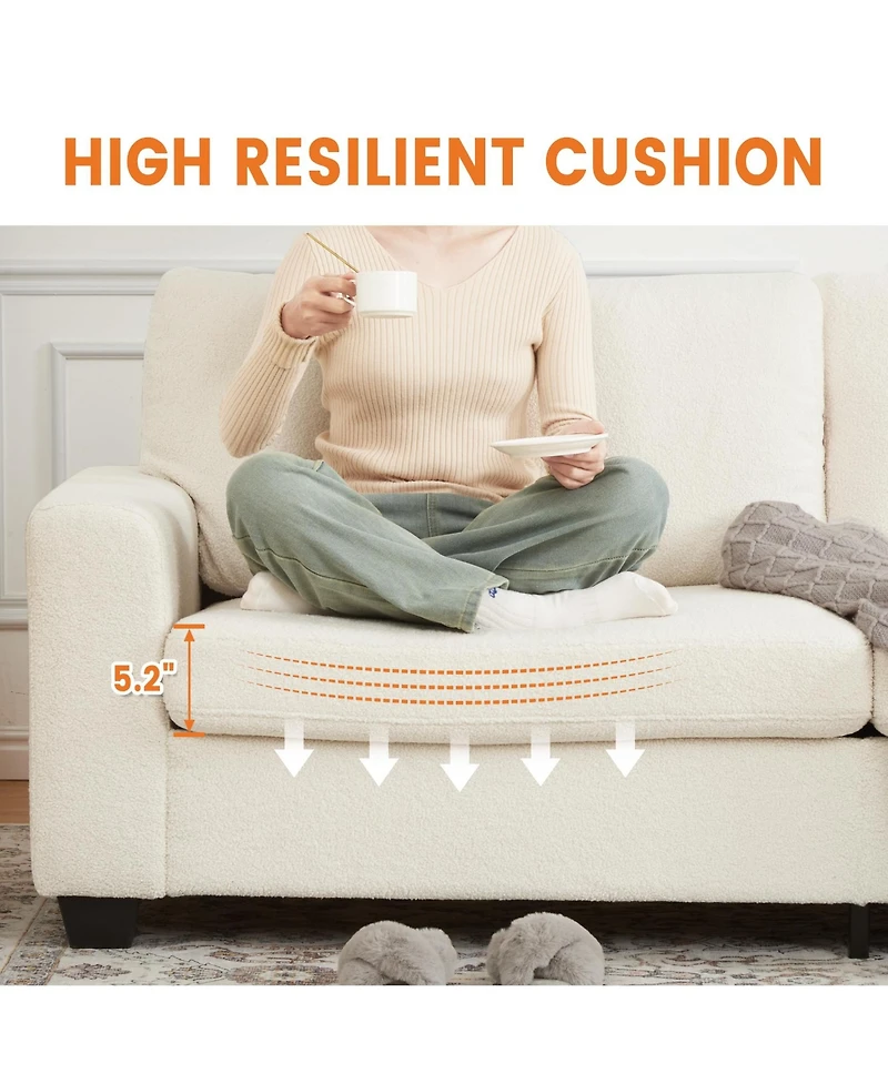 homfan 83" Modern Cloud Couch, Removable Washable Cushion Cover, Loveseat with Deep Seat and Wide Armrest