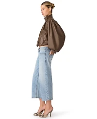 Steve Madden Women's DeeDee Cropped Puff-Sleeve Faux Leather Jacket