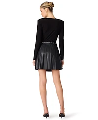 Steve Madden Women's Isha Faux Leather Pleated Mini Skirt