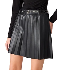 Steve Madden Women's Isha Faux Leather Pleated Mini Skirt