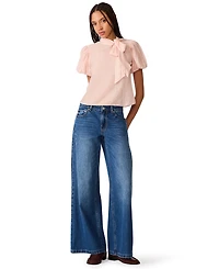 Steve Madden Women's Lolanie Pussybow Short-Sleeve Top
