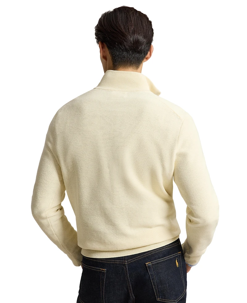 Polo Ralph Lauren Men's Mesh-Knit Cotton Quarter-Zip Sweater