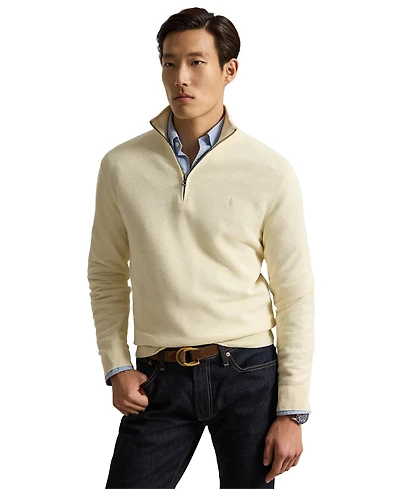 Polo Ralph Lauren Men's Mesh-Knit Cotton Quarter-Zip Sweater