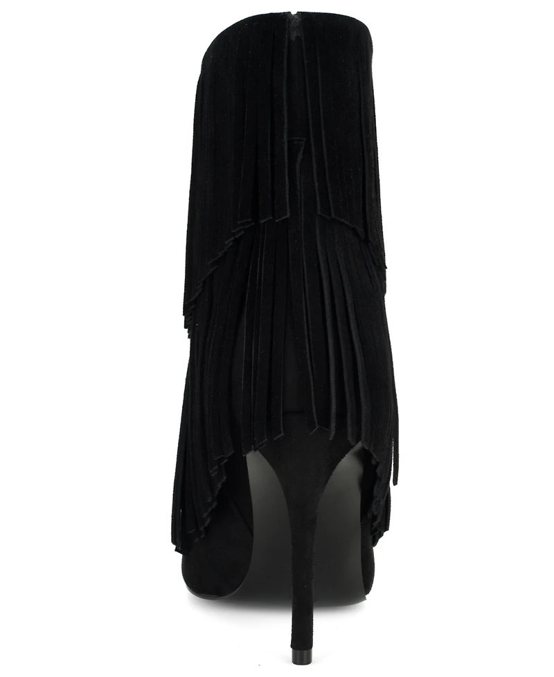 Nine West Women's Carbona Fringe Pointed Toe Stiletto Booties