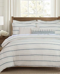 Levtex Home Waffle Stripe Textured 3-Piece Comforter Set, Full/Queen