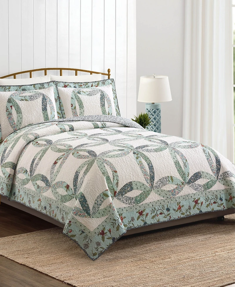 Modern Heirloom Felicity Wedding Ring Pieced 2-Piece Quilt Set, Twin
