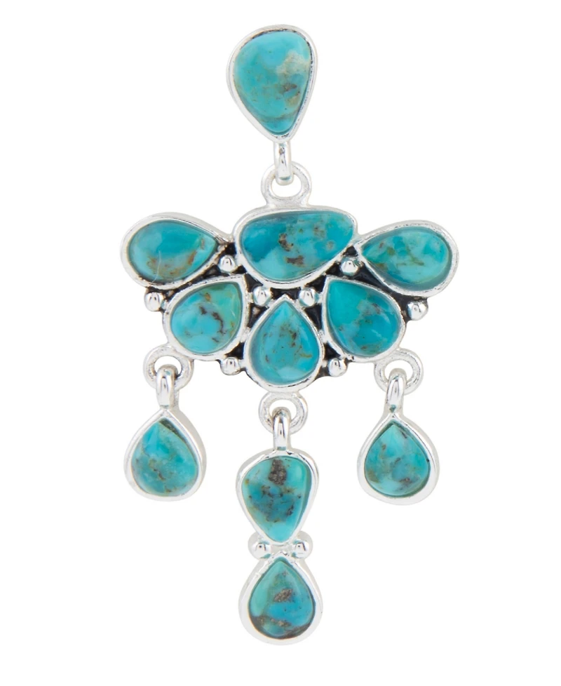 Barse Durango Blue Turquoise Silver Chandelier Earrings