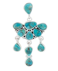 Barse Durango Blue Turquoise Silver Chandelier Earrings