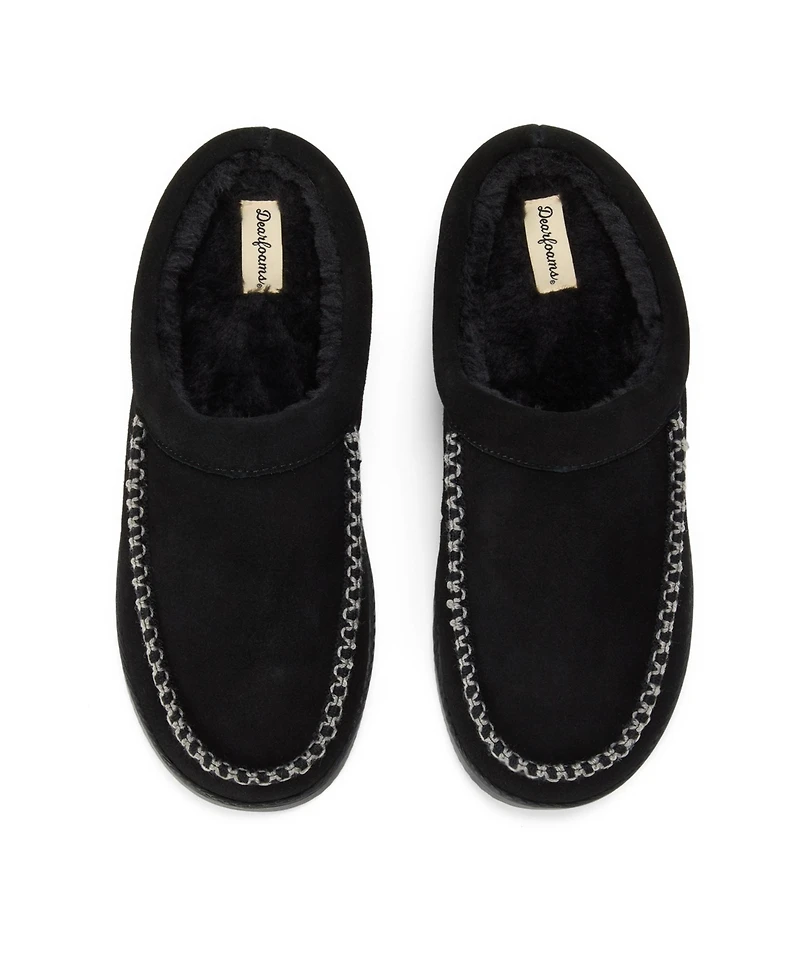 Dearfoams Men's Beckett Genuine Suede Clog Slippers