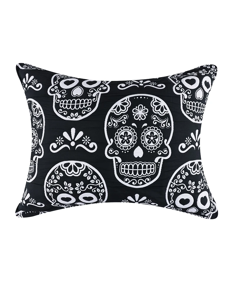 Greenland Home Fashions Sugar Skull Jacquard-Woven Lightweight Pillow Sham, Standard