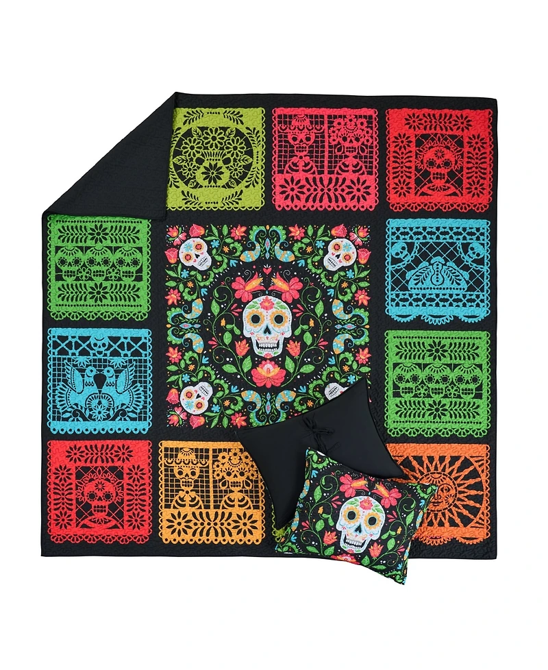Greenland Home Fashions Day of the Dead Reversible 2-Piece Quilt Set, Twin