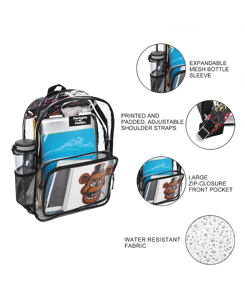 Five Nights at Freddy's Freddy Fazbear 16" Clear Backpack For School And Travel