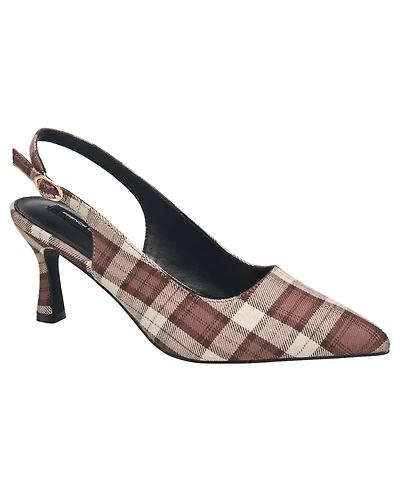 French Connection Women's Brenna Plaid Kitten Heel