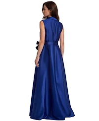 Rene Ruiz Occasion Women's SleevenessWrap around embellished Floral Mikado A-line gown