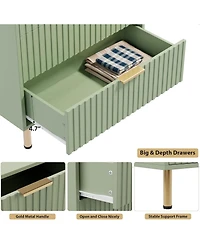homfan Modern Fluted 5 Drawer Dresser, 48" Tall Wooden Chest with Deep Wide Drawers, Large Storage Organizer for Bedroom, Living Room, Hallway