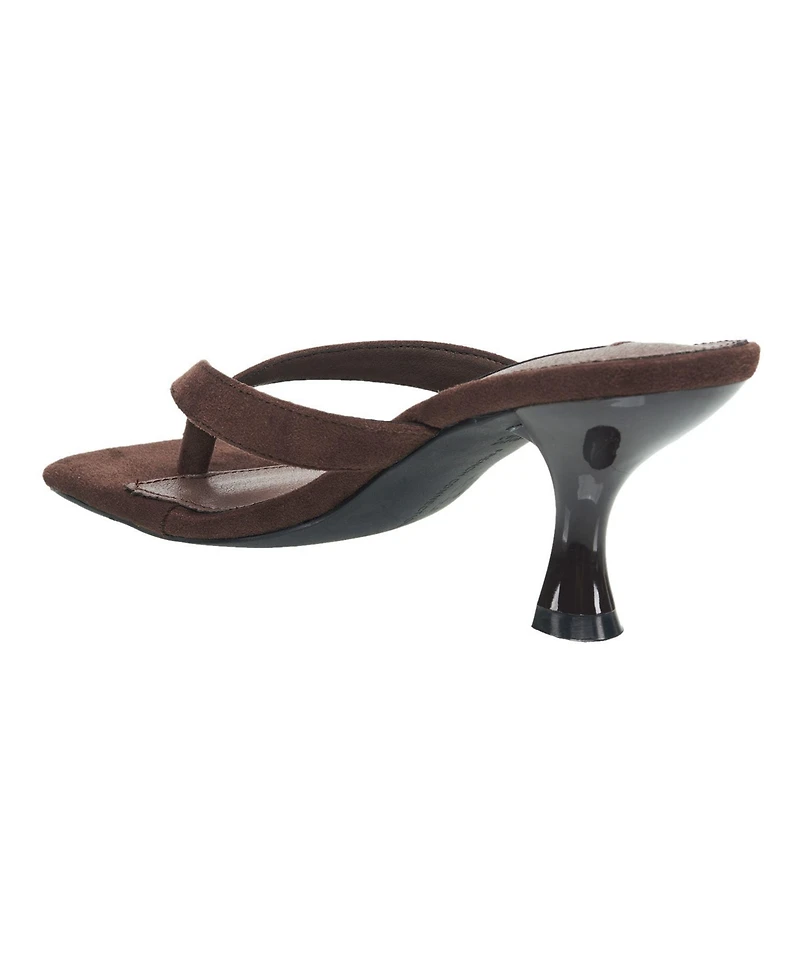 French Connection Women's Trinity Faux Suede Thong Kitten Heel