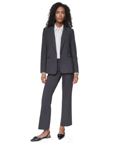 Dkny Petites Pick Stitch Single Button Blazer High Rise Straight Leg Pants