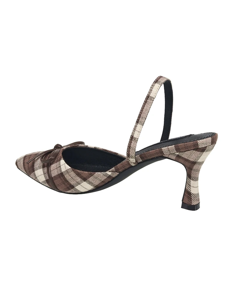 French Connection Women's Bowy Plaid Kitten Heel