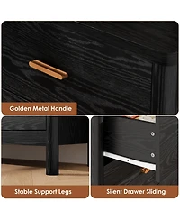 homfan 6 Drawer Dresser, 47.24" Wide Farmhouse Chest with Cylindrical Legs, Metal Handles and Anti-Tip, Freestanding Storage Organizer for Living Room