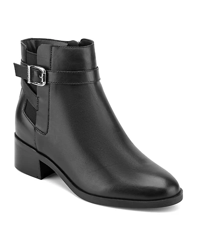 Rockport Women's Teegan Leather Side Gore Block Heel Booties