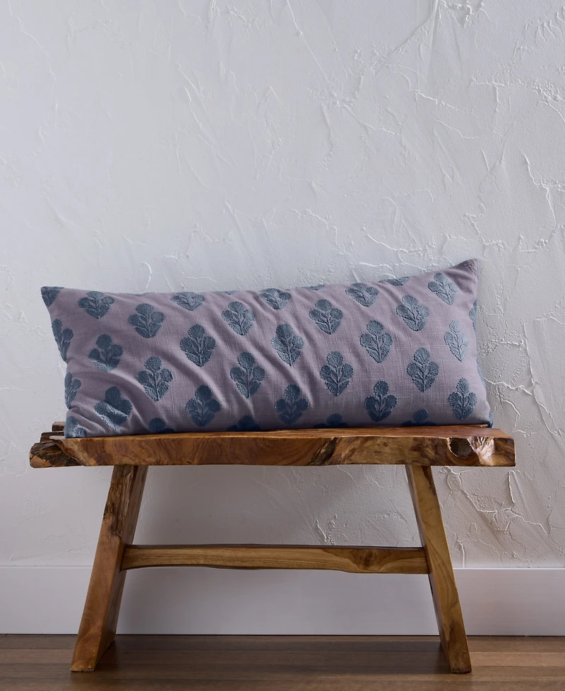 Oake Lumbar Block Print Cotton Decorative Pillow, 14" x 36"