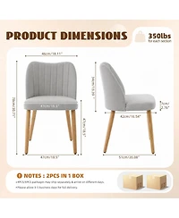 homfan Dining Chairs Set of 2, Armless Chairs with Backrest, Upholstered Modern Fabric Chairs with Wooden Leg for Kitchen, Living Room,