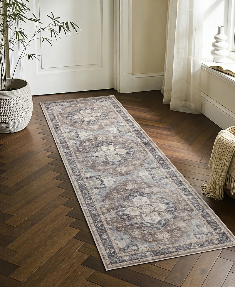 Mink Home Homewell Machine Washable HAM4006 2'x6'11" Runner Area Rug
