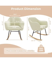 homfan Comfortable Chenille Upholstered Rocking Chair for Living Room, Modern Wooden Lounge Accent Chair, Relaxation and Support
