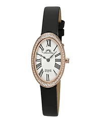 Porsamo Bleu Women's Eloise Topaz Black Satin Covered Genuine Leather Band Watch 34 mm