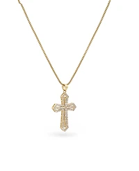 Macy's 18k Gold-Plated Cubic Zirconia Cross on Box Chain Necklace