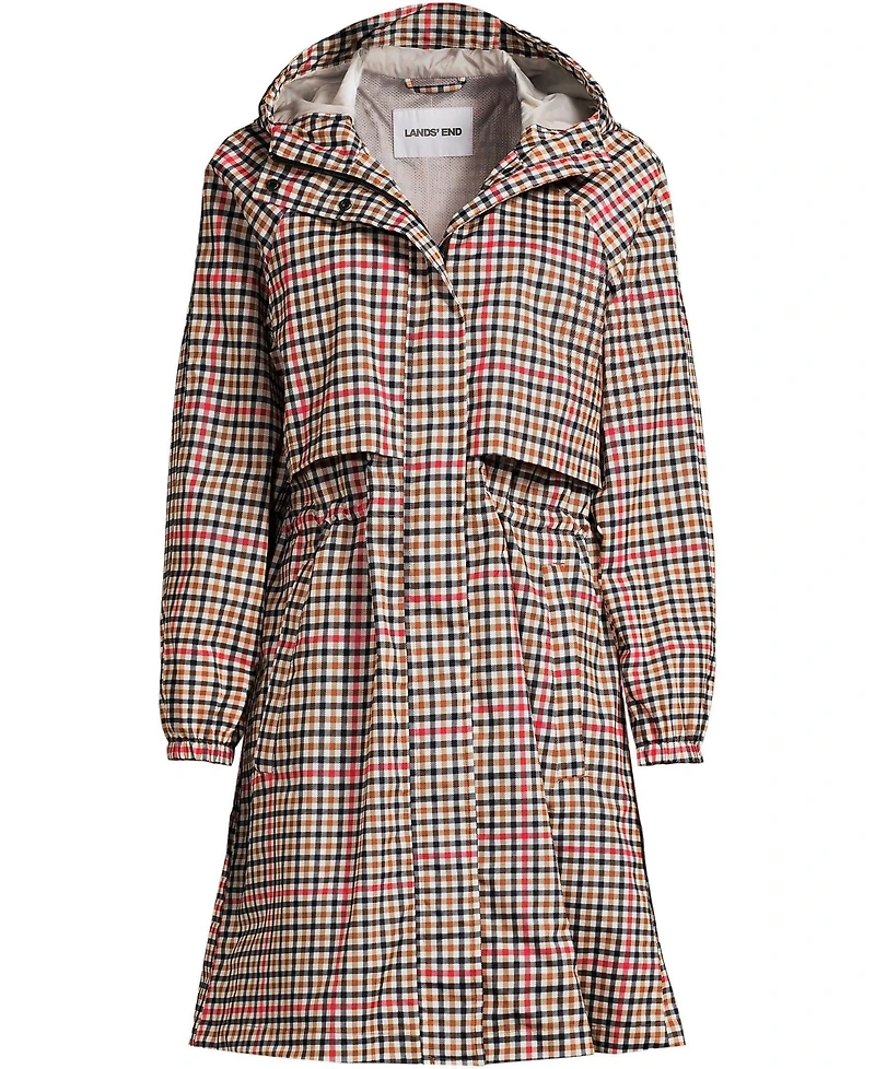 Lands' End Women's Print Squall Packable Long Raincoat