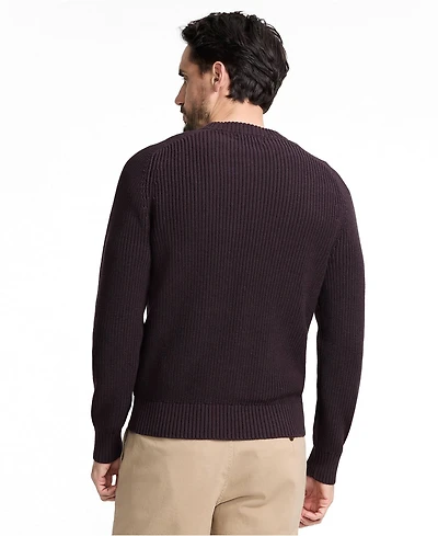 Lands' End Men's Cotton Drifter Saddle Crewneck Shaker Sweater