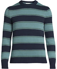 Lands' End Men's Long Sleeve Drifter Stripe Crewneck Sweater