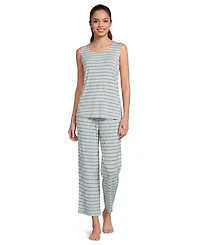 Lands' End Women's Cooling 3 Piece Pajama Set - Tank Crop and Robe