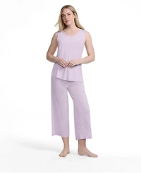 Lands' End Women's Cooling 3 Piece Pajama Set - Tank Crop and Robe