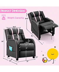 Gouun Kids Recliner Chair with Adjustable Backrest Footrest and Side Pockets