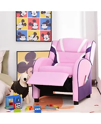 Gouun Kids Leather Recliner Chair with Adjustable Backrest and Side Pockets