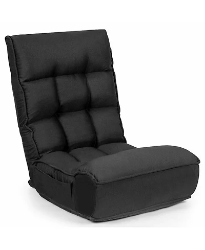 Gouun 4-Position Adjustable Floor Chair Folding Lazy Sofa with Side Pocket