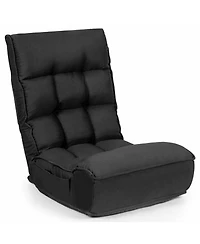 Gouun 4-Position Adjustable Floor Chair Folding Lazy Sofa with Side Pocket