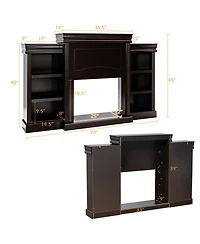 Gouun 70 Inch Fireplace Tv Stand Media Console with Open Bookcase Shelves