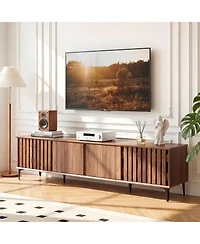 Costway 4-Door Tv Stand for 80 Inches TVs, Mid Century Modern Entertainment Center