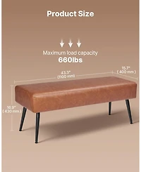 Sugift Pu Leather Upholstered Bedroom Bench with Metal Legs 15.7 x 43.3 x 16.9 in 660 lbs