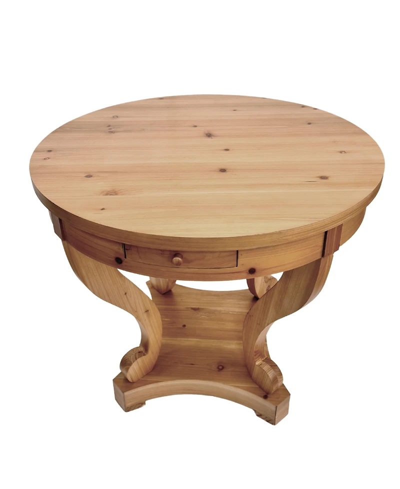 Flynama Farmhouse Round Side Table with Storage Drawers Small Dining Accent Table
