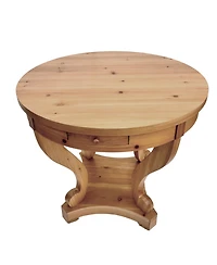 Flynama Farmhouse Round Side Table with Storage Drawers Small Dining Accent Table
