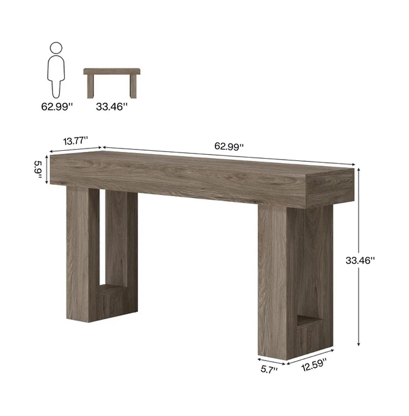Slickblue Modern 63 Inch Console Table for Entryway with Wood Finish