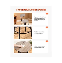 Slickblue 3-Piece Light Bar Table Set with 2 Stools Round Pub Table