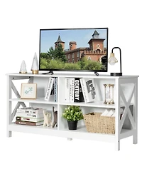 Gouun 47 Inch Tv Stand for 55 Inch Screens 4-Shelf X-Frame with Anti-Tip Strap