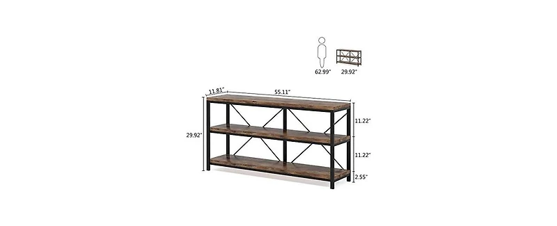 Slickblue 55" Console Table with 3-Tier Storage Shelves