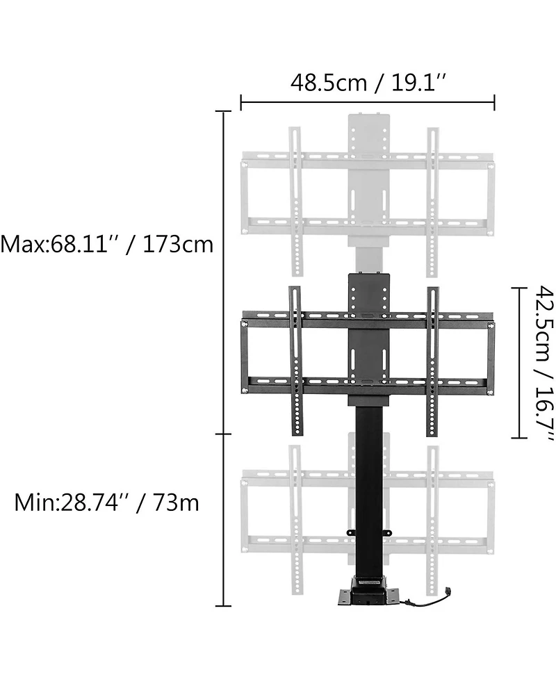 Sugift Motorized Tv Lift with Swivel Adjustable Height 28.74-68.11 in for 32-70 in TVs 154 Lbs Capacity
