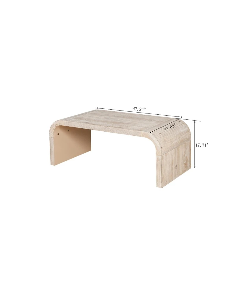 Flynama 48 Inch Curved Farmhouse Vintage Coffee Table